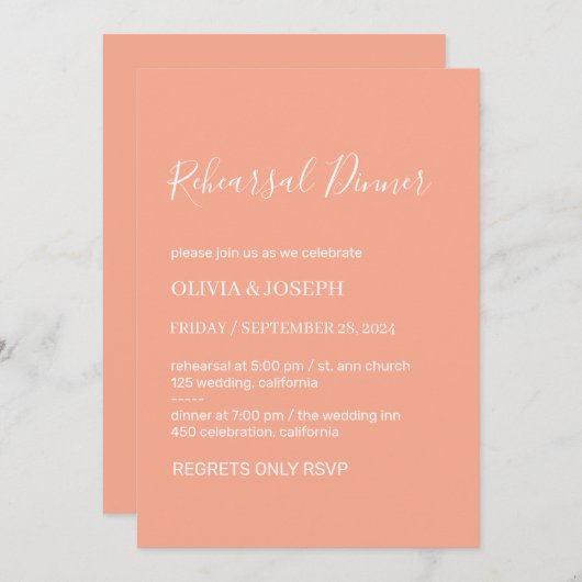 Einfach modern und Minimalistisch | Abendessen Pro Einladung (Vorne/Hinten)