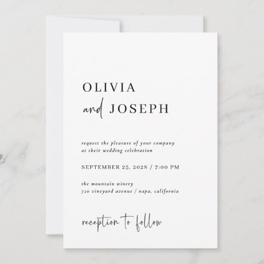 Einfach modern und Minimalistisch | All in One Wed Einladung (Vorderseite)