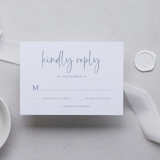 Einfach modern und Minimalistisch | Dusty Blue Wed RSVP Karte