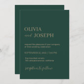 Einfach modern und Minimalistisch | Emerald Green Einladung (Vorne/Hinten)