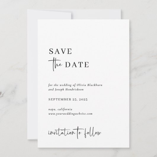 Einfach modern und Minimalistisch | Große Foto-Hoc Save The Date (Vorderseite)