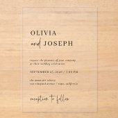 Einfach, modern und Minimalistisch | Hochzeit Acryleinladungen (Vorderseite)