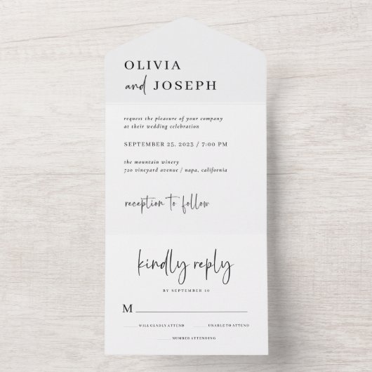 Einfach modern und Minimalistisch | Hochzeit All In One Einladung (Innen Boden)