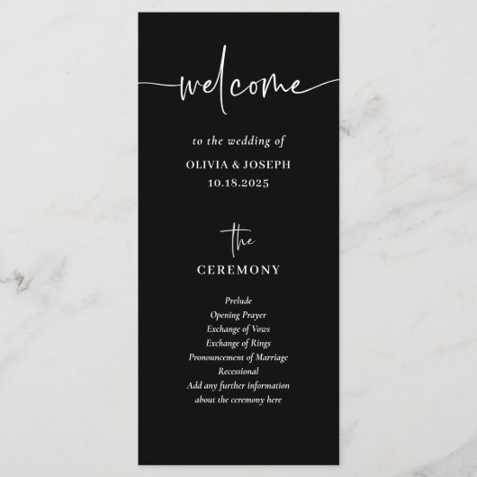 Einfach, modern und Minimalistisch | Hochzeit Programm (Vorderseite)