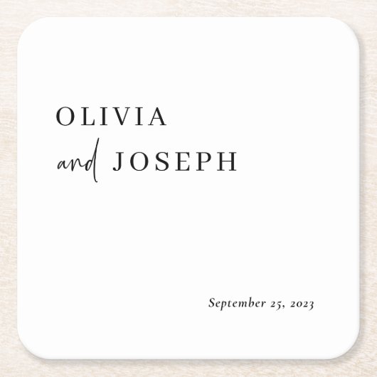 Einfach modern und Minimalistisch | Hochzeit Rechteckiger Pappuntersetzer (Vorderseite)