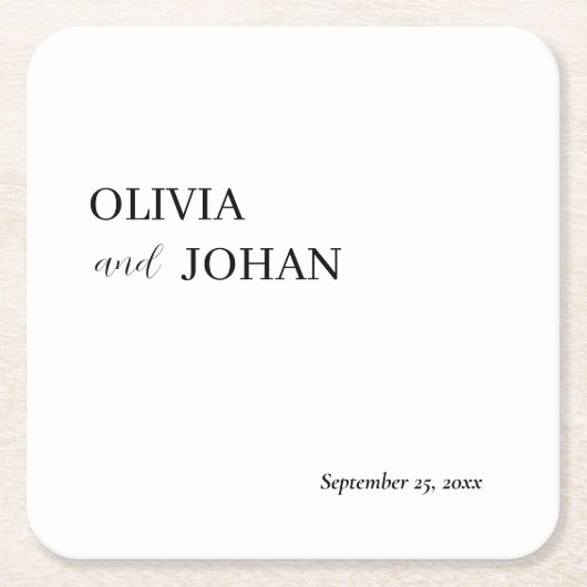 Einfach modern und Minimalistisch | Hochzeit Rechteckiger Pappuntersetzer (Vorderseite)