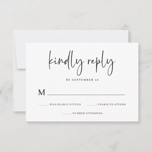 Einfach modern und Minimalistisch | Hochzeit RSVP Karte (Vorderseite)