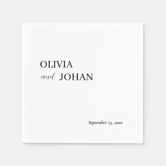 Einfach modern und Minimalistisch | Hochzeit Serviette (Vorderseite)