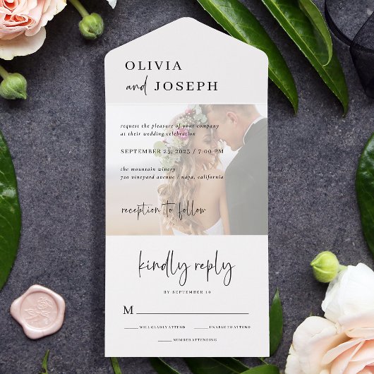 Einfach modern und Minimalistisch | Hochzeit von F All In One Einladung