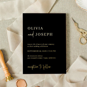 Einfach, modern und Minimalistisch   Hochzeitsgold Folieneinladung