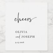 Einfach modern und Minimalistisch | Hochzeitsjubel Weinetikett (Einzelnes Label)