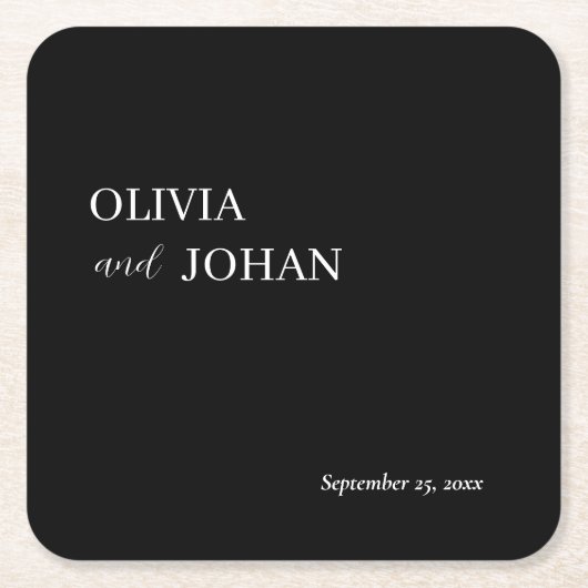 Einfach modern und Minimalistisch | Hochzeitsschwa Rechteckiger Pappuntersetzer (Vorderseite)