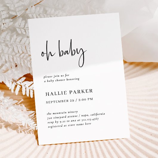 Einfach modern und Minimalistisch | Oh Baby Shower Einladung