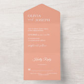 Einfach modern und Minimalistisch | Peach Wedding All In One Einladung (Innen Boden)