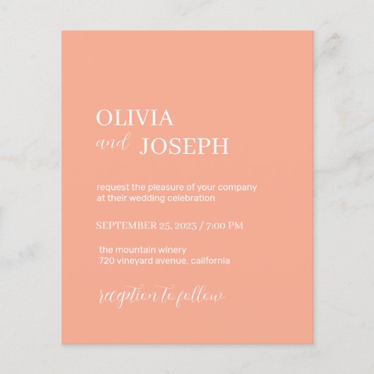 Einfach modern und Minimalistisch | Peach Wedding Flyer (Vorne)