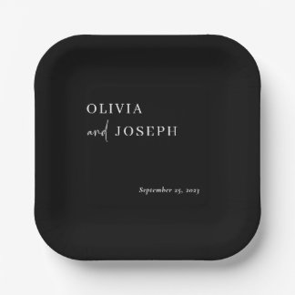 Einfach modern und Minimalistisch | Schwarze Hochz Pappteller