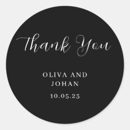 Einfach modern und Minimalistisch | Schwarze Hochz Runder Aufkleber