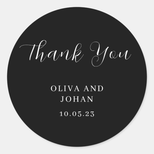 Einfach modern und Minimalistisch | Schwarze Hochz Runder Aufkleber (Vorderseite)