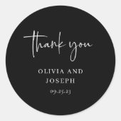 Einfach modern und Minimalistisch | Schwarze Hochz Runder Aufkleber (Vorderseite)