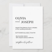 Einfach modern und Minimalistisch | Weiße Hochzeit Einladung (Vorderseite)