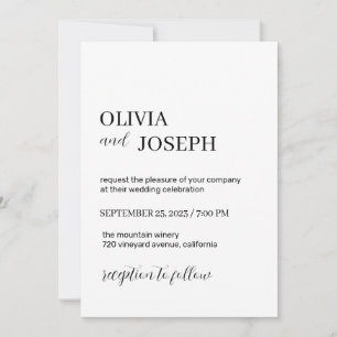 Einfach modern und Minimalistisch   Weiße Hochzeit Einladung