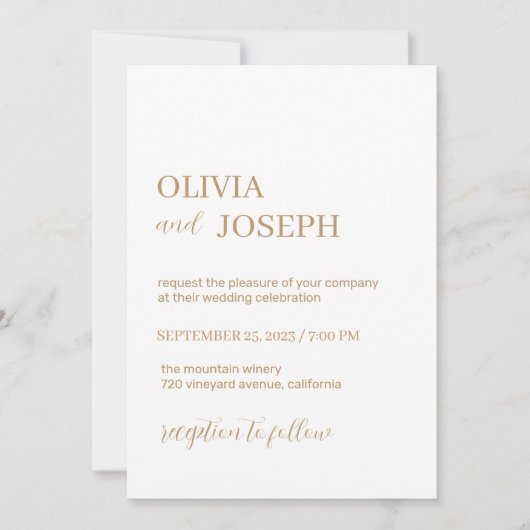 Einfach modern und Minimalistisch | White Gold Wed Einladung (Vorderseite)