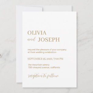Einfach modern und Minimalistisch White Gold Wed Einladung