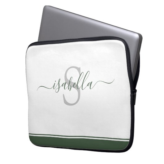 Einfach modern und Mit Monogramm Evergreen Laptopschutzhülle (Vorderseite Links)