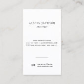 Einfach modern und mit Monogramm Schwarz-weiß Visitenkarte (Rückseite)