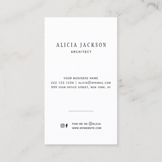 Einfach modern und mit Monogramm Schwarz-weiß Visitenkarte (Rückseite)