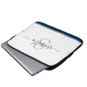 Einfach, modern und stilvoll Mit Monogramm Navy Bl Laptopschutzhülle (Vorne Knopf)
