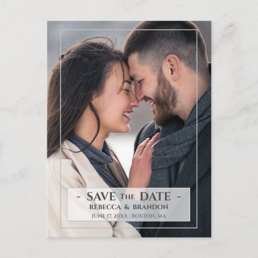 Einfach modern und stilvoll | Save The Date Postkarte (Vorderseite)