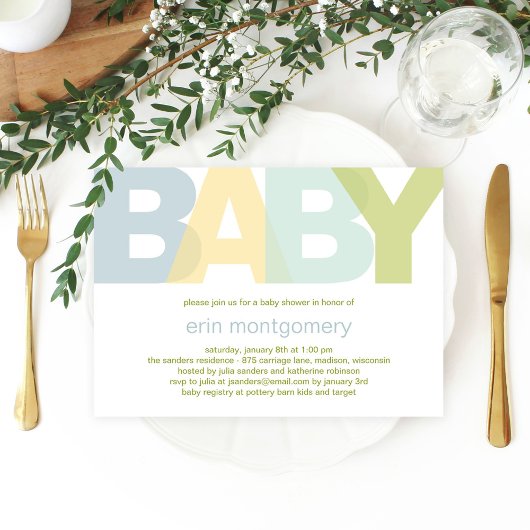 Einfach moderne Babydusche Einladung - Junge