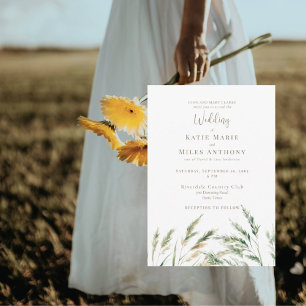 Einfach Moderne Boho-Aquarell-Gras-Hochzeit Einladung