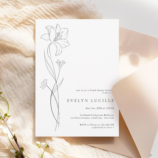Einfach moderne Boho-Blumen-Brautparty Einladung