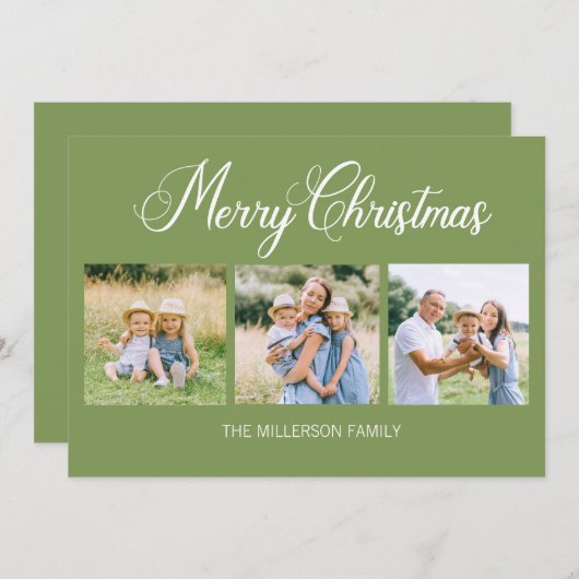 Einfach moderne frohe Weihnachten 3 Foto Grün (Vorne/Hinten)