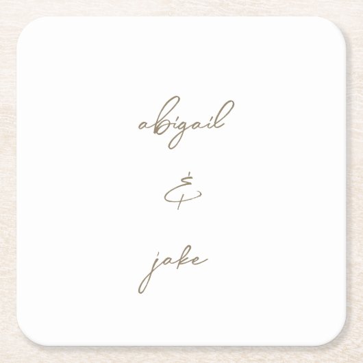 Einfach moderne goldene Schrift Hochzeit Rechteckiger Pappuntersetzer (Vorderseite)