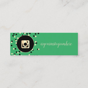 Einfach Moderne Grün, Punkte, Gold Instagram Mini Visitenkarte