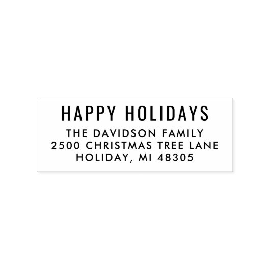 Einfach moderne Happy Holidays Rücksendeadresse Gummistempel (Prägung)