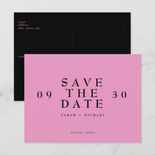 Einfach Moderne Heiße Pinke Hochzeit Rettet Das Da Postkarte