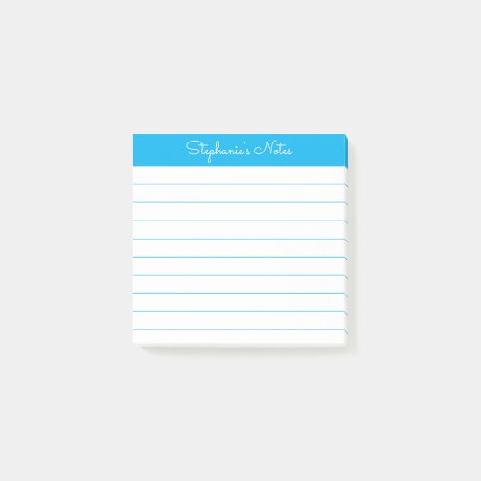 Einfach moderne himmelblaue personalisierte Notize Post-it Klebezettel (Vorderseite)