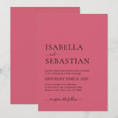 Einfach moderne Hochzeit Hellviolettrot Einladung (Vorne/Hinten)