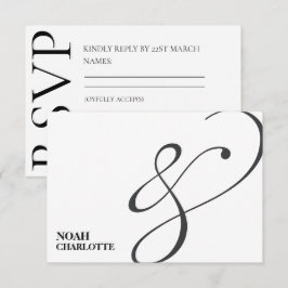 Einfach moderne minimalistische schwarze und weiße RSVP karte
