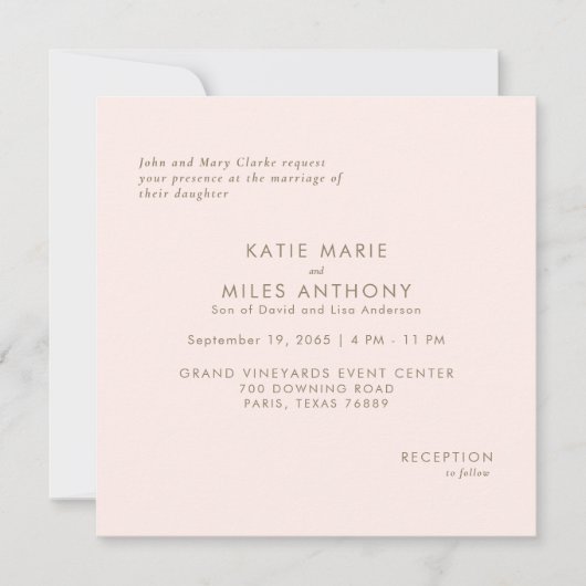 Einfach moderne Minimalistische Square Wedding (Vorderseite)