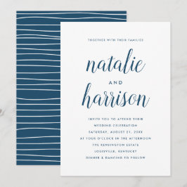 Einfach Moderne Navy-Hochzeit im Schriftzug-Stil Einladung