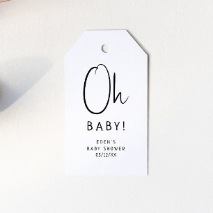 Einfach moderne Neutral Oh Baby! Babyparty Geschenkanhänger