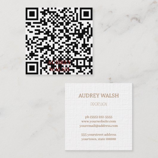 Einfach moderne Quar Code Square Business Card Quadratische Visitenkarte (Vorne/Hinten)