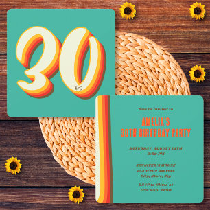 Einfach Moderne Retro Groovy 30. Geburtstag Einladung