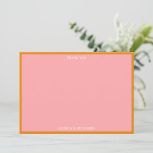 Einfach moderne rosa und orange Brautparty Dankeskarte