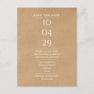Einfach moderne rustikale Save-the-Date-Karte Postkarte